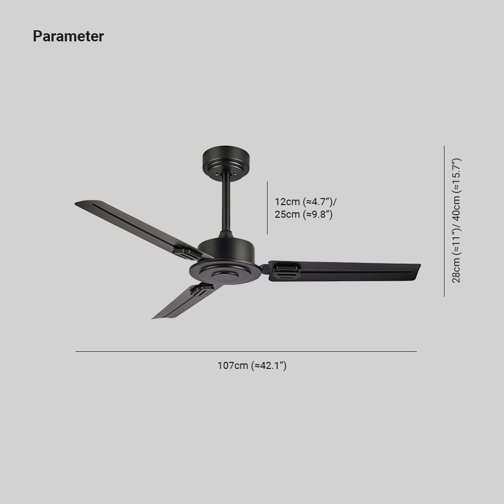 Alessio 5-Blätter Schwarzer Deckenventilator, Metall & Holz, ∅107CM - Lumpaz