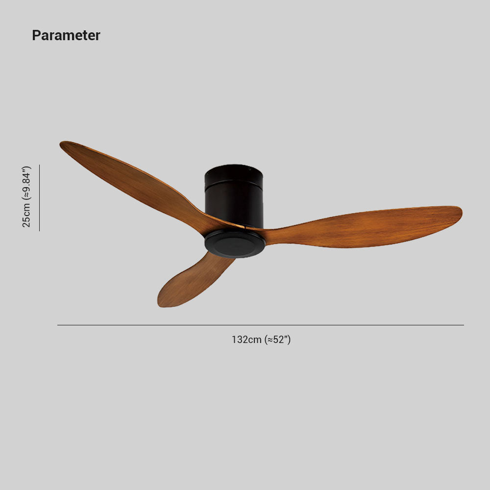 Walters Minimalist 3 Blätter Schwarz Deckenventilator, ∅132CM - Lumpaz