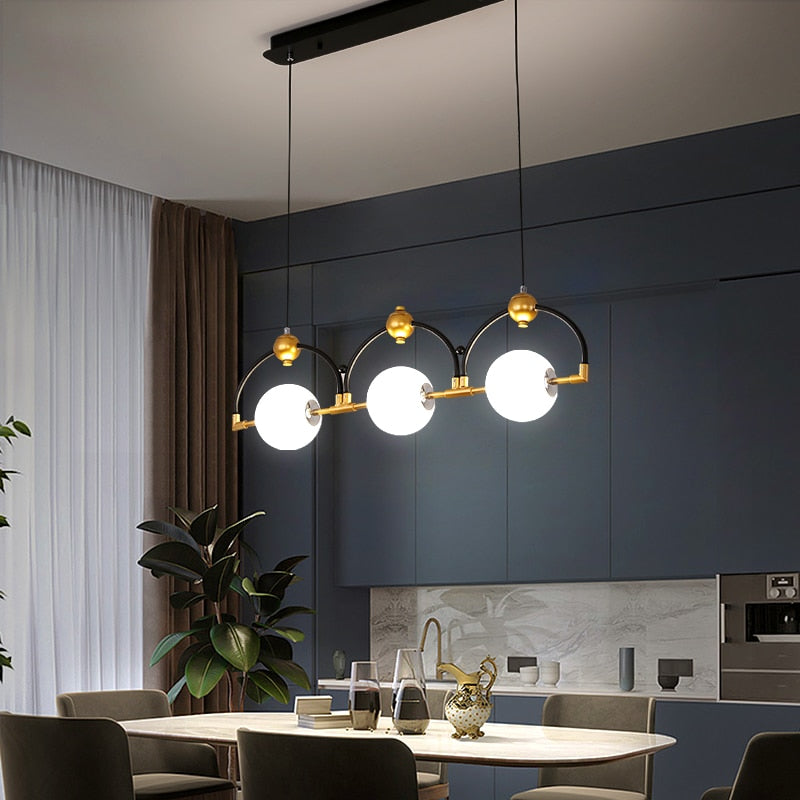 LED Pendelleuchte Schwarz Hinzufügen Gold Lange - Lumpaz