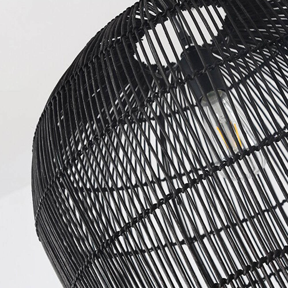 Ritta Weiß & Schwarz Pendelleuchte, Rattan, ∅31/51cm - Lumpaz