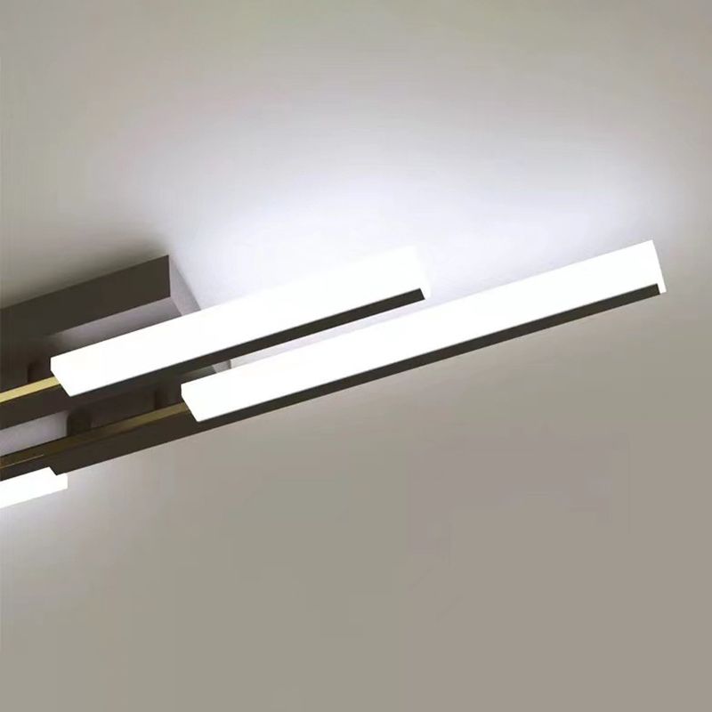 Alana Geometrische Spiegelfront-Wandleuchte, Schwarz & Gold, 40/60CM Lang - Lumpaz
