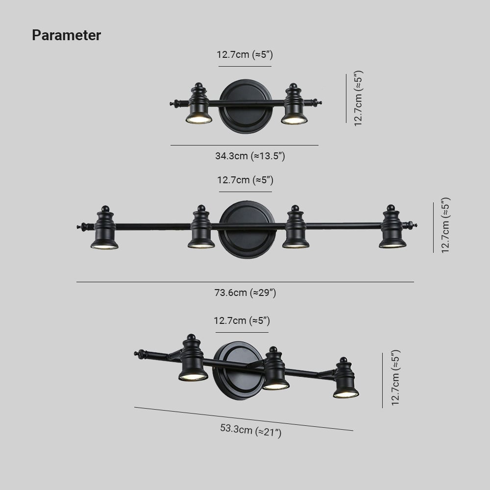 Alessio Schwarzer Spiegel Front Vanity Wandleuchte, 2/3/4-flammig - Lumpaz