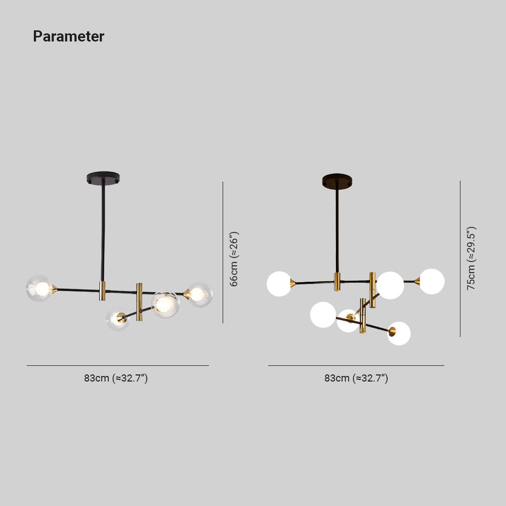 Valentina Goldene Pendellampe, 4/6-flammig, Metall & Glas - Lumpaz