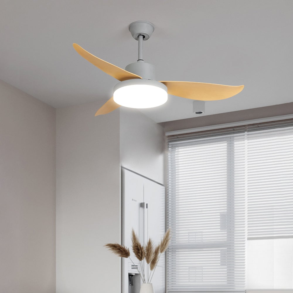 Haydn 3 Blätter Deckenventilator mit Beleuchtung, Metall & Acryl, ∅95/112CM - Lumpaz