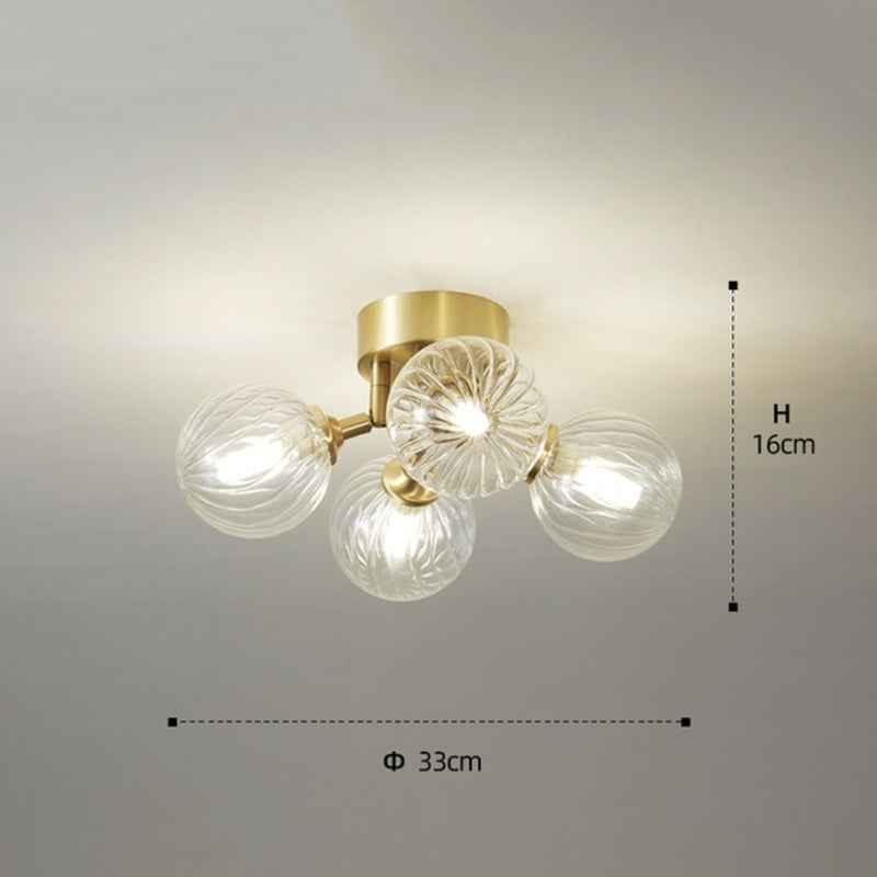 Valentina Deckenleuchte Klare Blasen, Reiner Kupfer & Glas 3/4/5/6 -flammig - Lumpaz