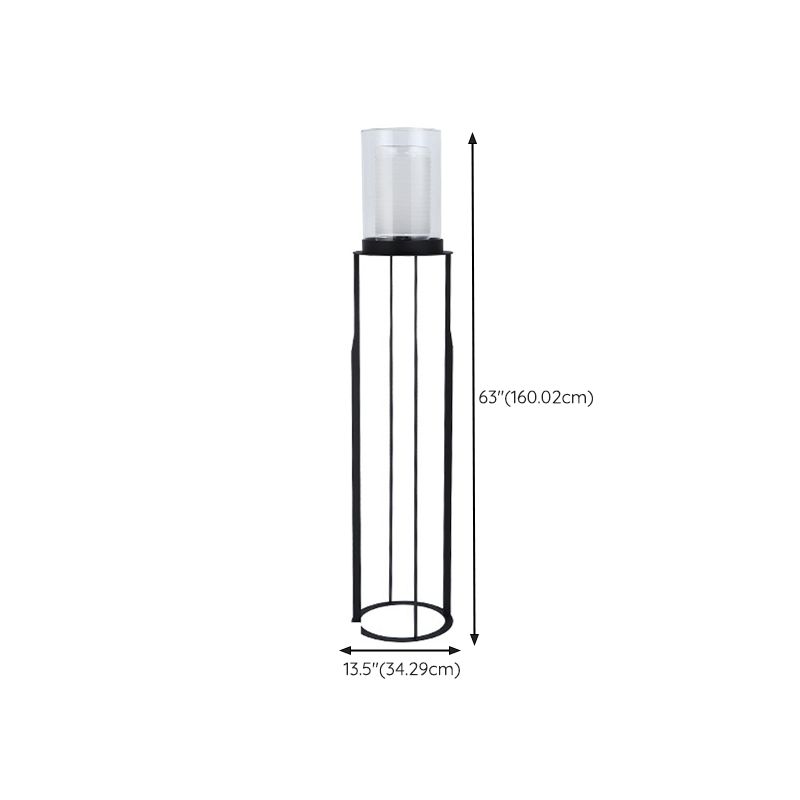 Eryn Schwarzer Zylinder Stehlampe, Metall & Glas, 160CM Lang - Lumpaz
