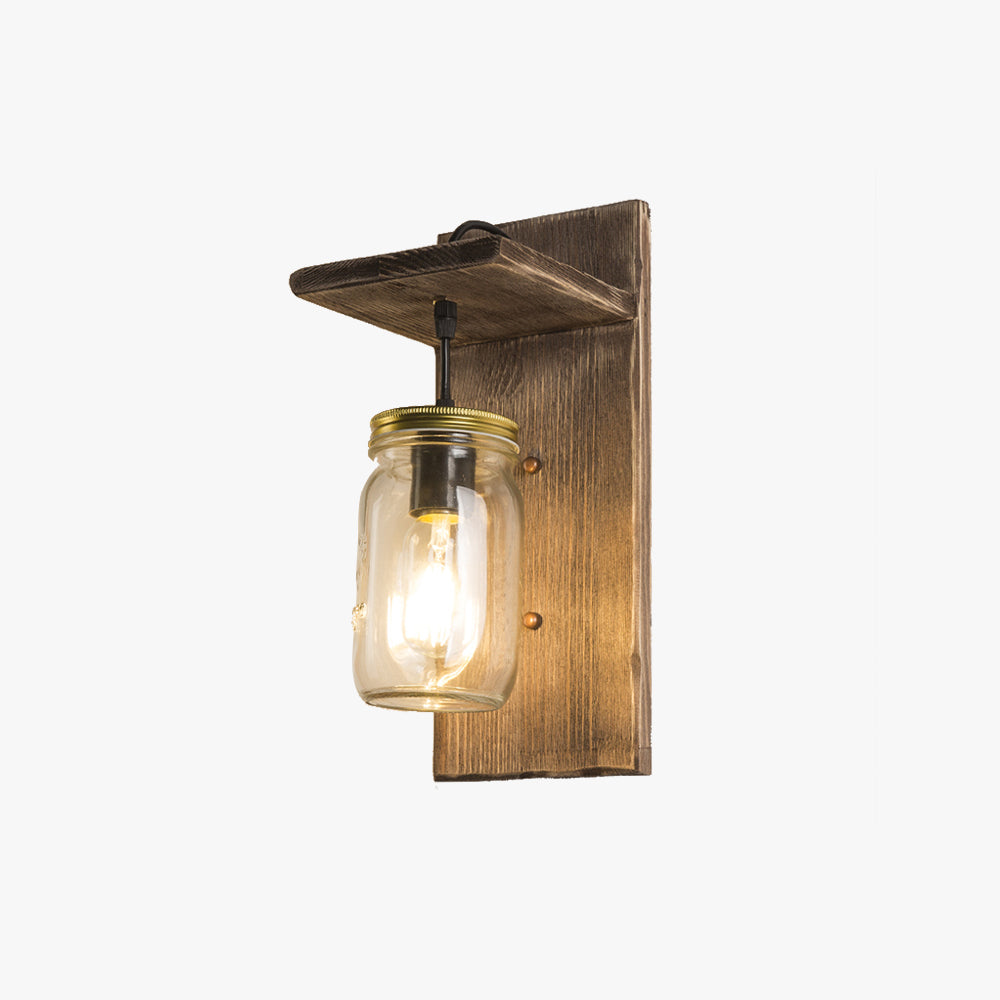 Austin Glas Wandleuchte, Metall & Holz - Lumpaz