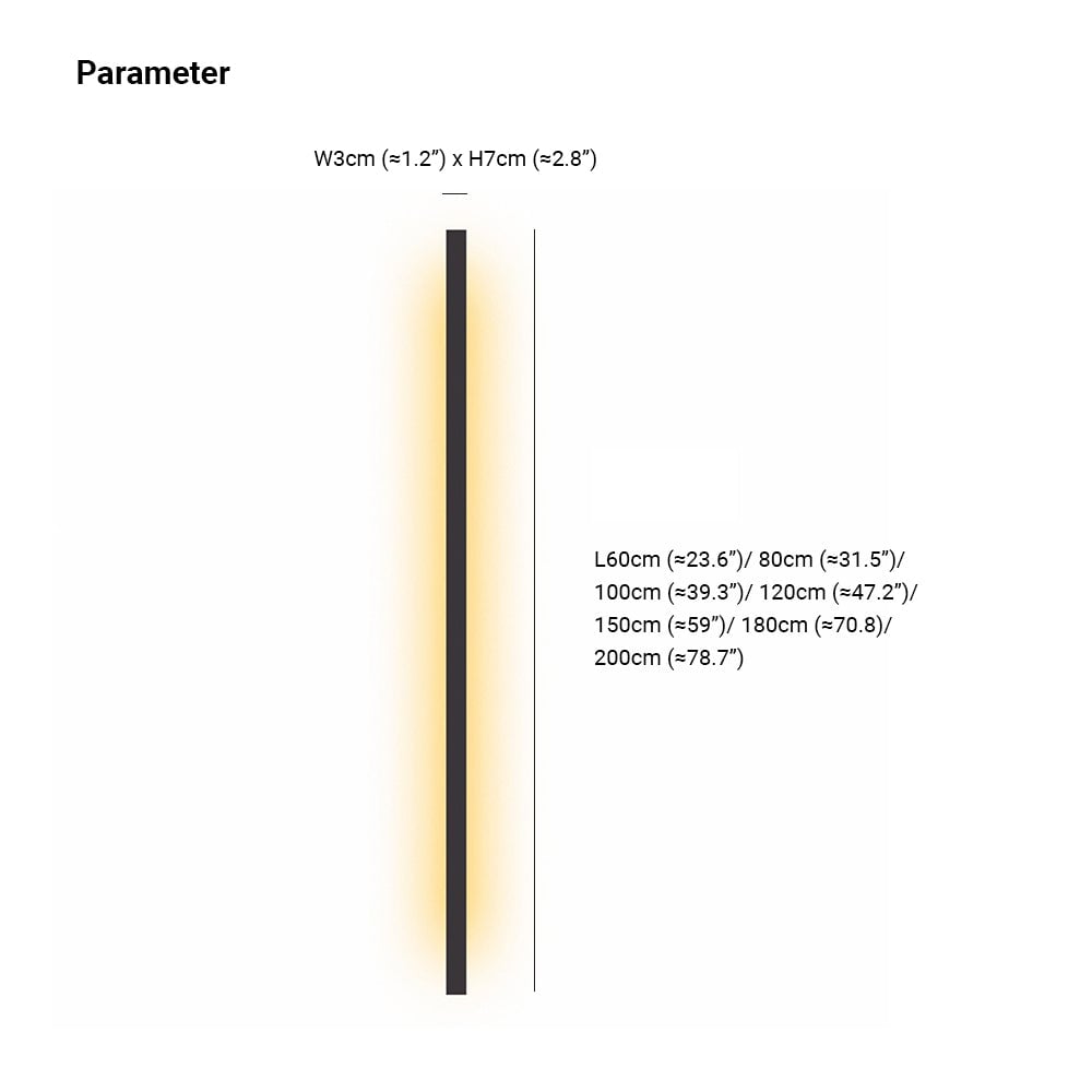 Edge Schlank Linear Wandlampe, 60/80/100/120/150/180/200CM - Lumpaz