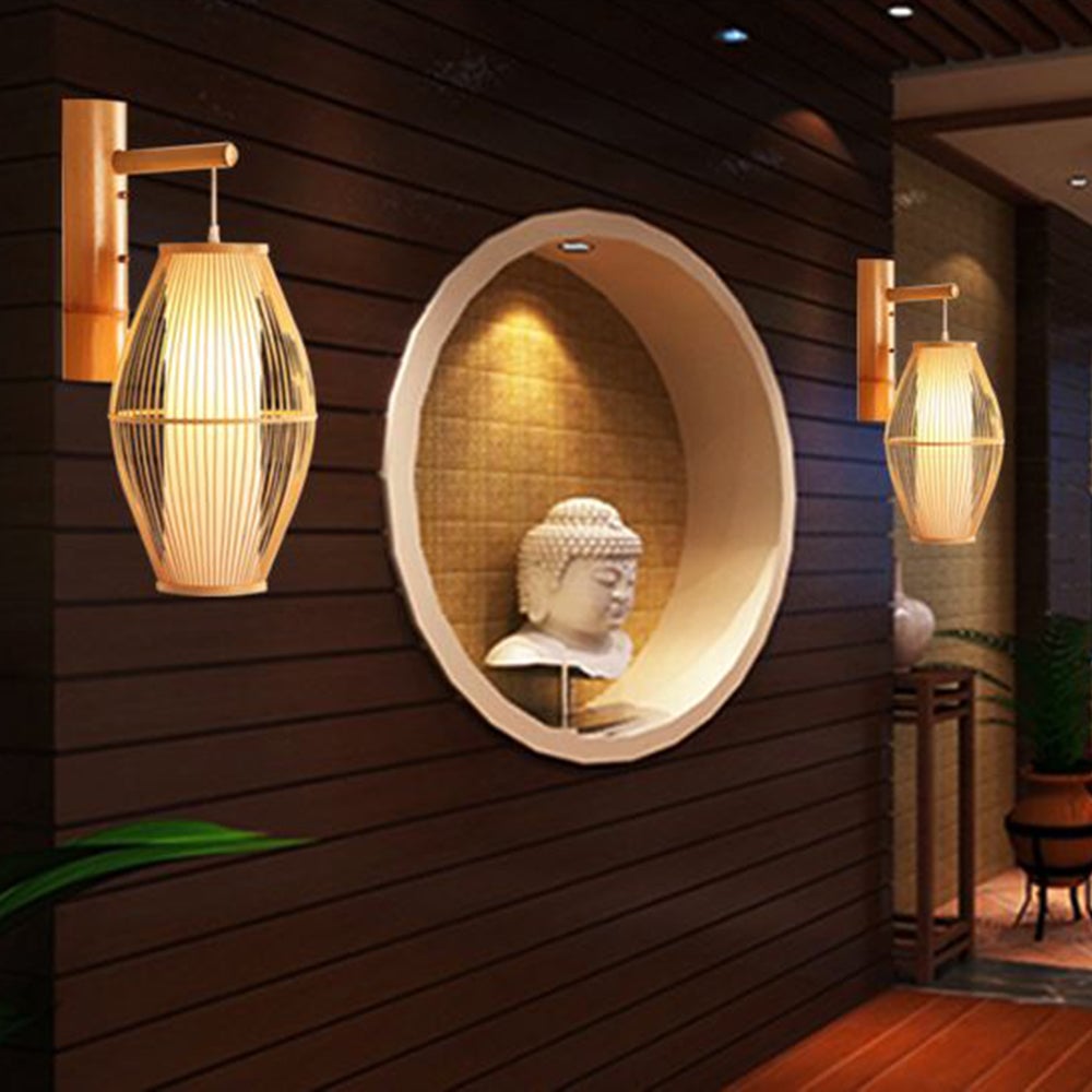 Muto Bamboo Weben Wandleuchte, 4 Stile - Lumpaz