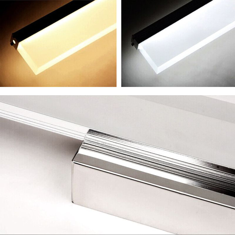 Leigh Grundlegende Rechteckige Spiegelfront Waschtisch-Wandleuchte, Metall & Acryl, L40/60/80/100CM - Lumpaz