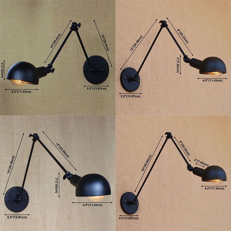 Brady Schwarze verstellbare Wandleuchte, 25/30/36/41/50CM Lang - Lumpaz