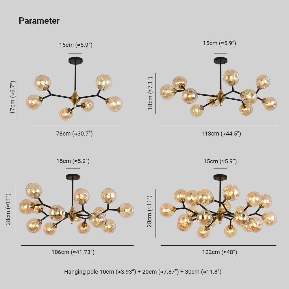 Valentina Glas Bubble Kronleuchter, 6/10/15/20-flammig - Lumpaz