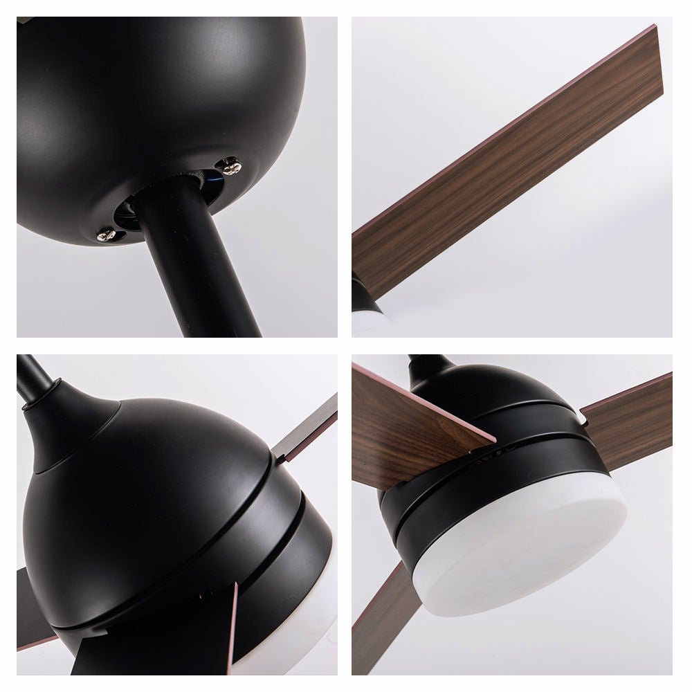 Haydn 3-Blätter Deckenventilator mit Beleuchtung, Schwarz & Weiß, ∅107CM - Lumpaz