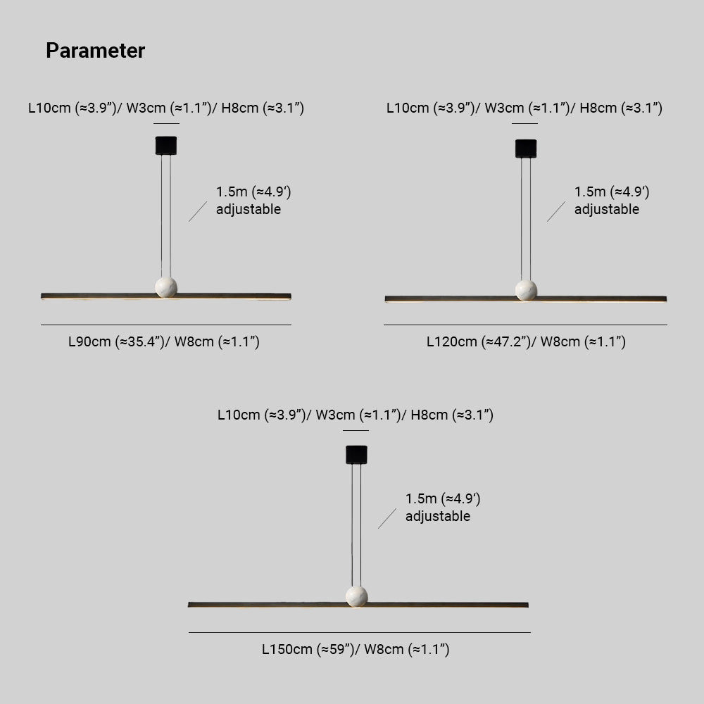 Edge Pendelleuchte 2 Farben, Metall & Marmor, 90/120/150cm - Lumpaz