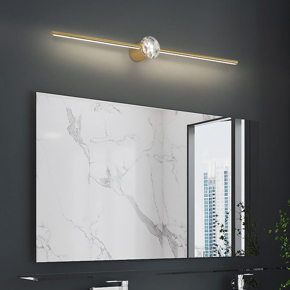 Kristy Linear Spiegelfront Waschtisch-Wandleuchte, Metall & Kristall, 60/80/100CM Lang - Lumpaz