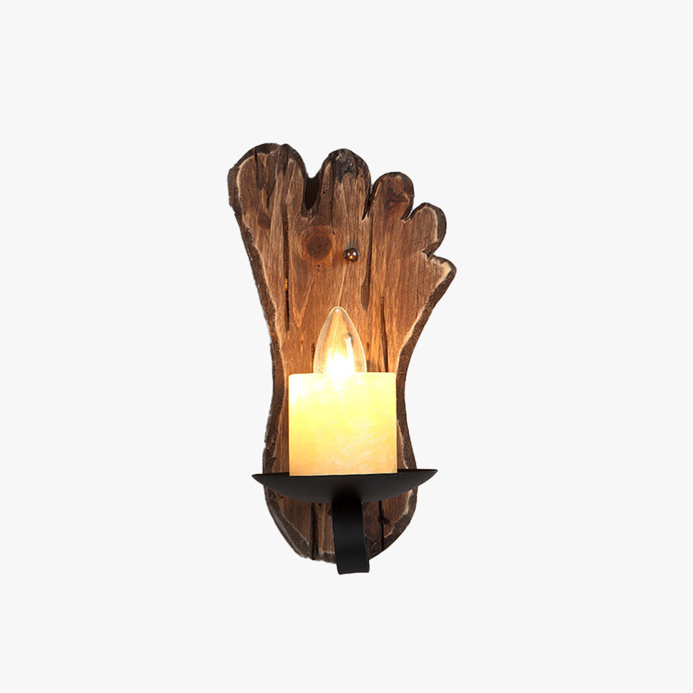 Austin Fußabdrucke Kerze Wandleuchte, Holz & Metall - Lumpaz