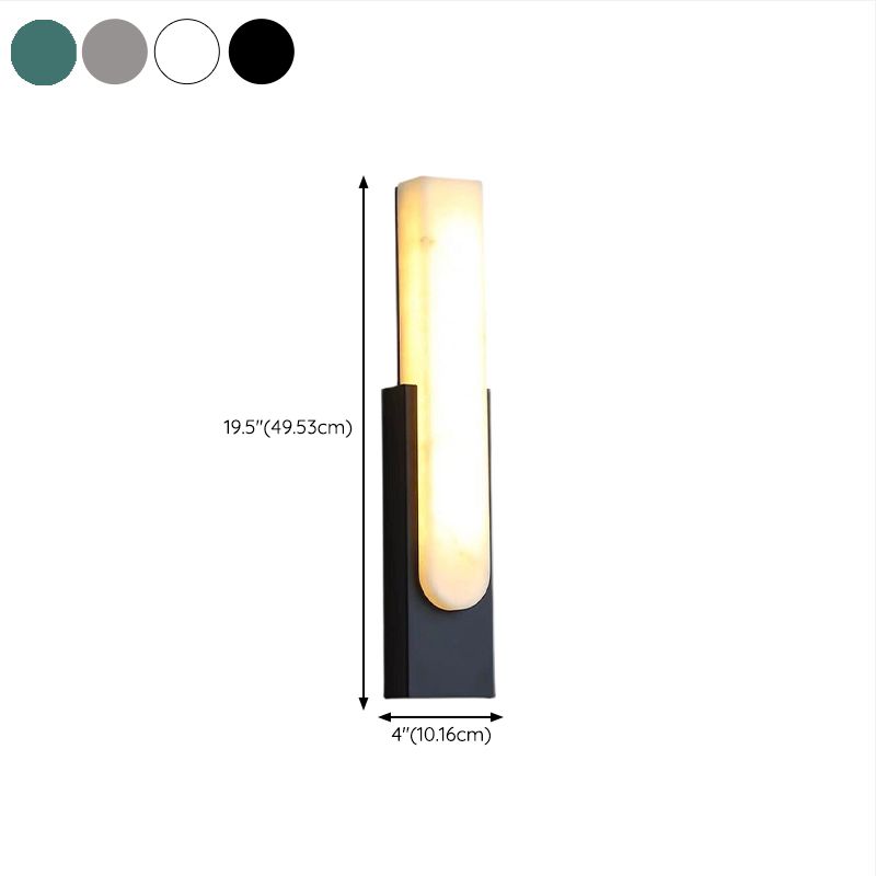 Chan Rechteckige Wandleuchte, Dolomit & Metall, 50CM Lang - Lumpaz