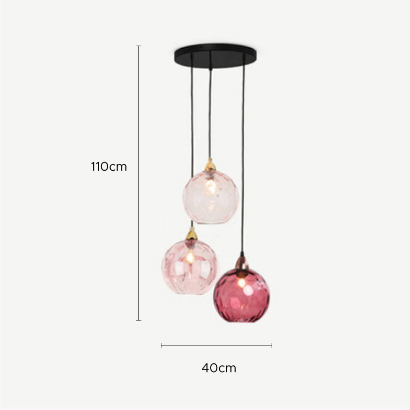 Hailie Pendelleuchte aus buntem Glas, 3 flammig - Lumpaz