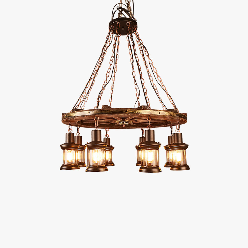 Austin Ruder Pendelleuchte, Metall & Holz, 8-flammig - Lumpaz