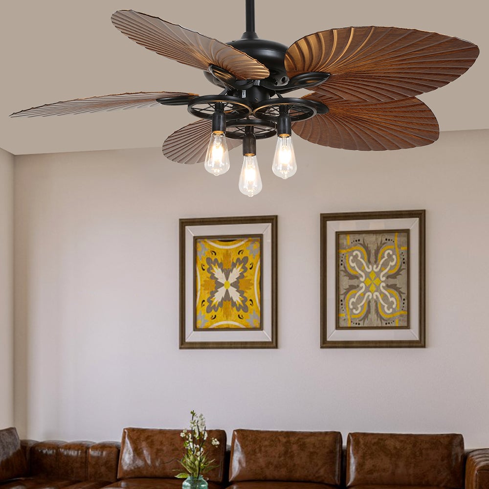 Ross 5-Blatt-Deckenventilator mit Beleuchtung/ w Laterne, 1/3/5 -flammig, ∅132CM - Lumpaz