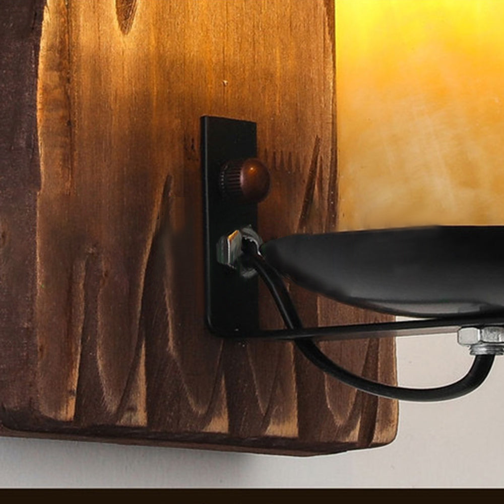 Austin Rechteckige Kerze Wandleuchte, Holz & Metall - Lumpaz