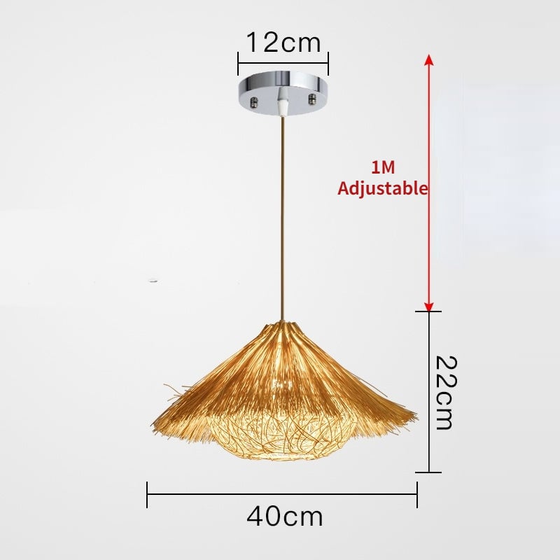 Muto Boho Handgeflochtene Pendelleuchte aus Rattan für Esszimmer - Lumpaz