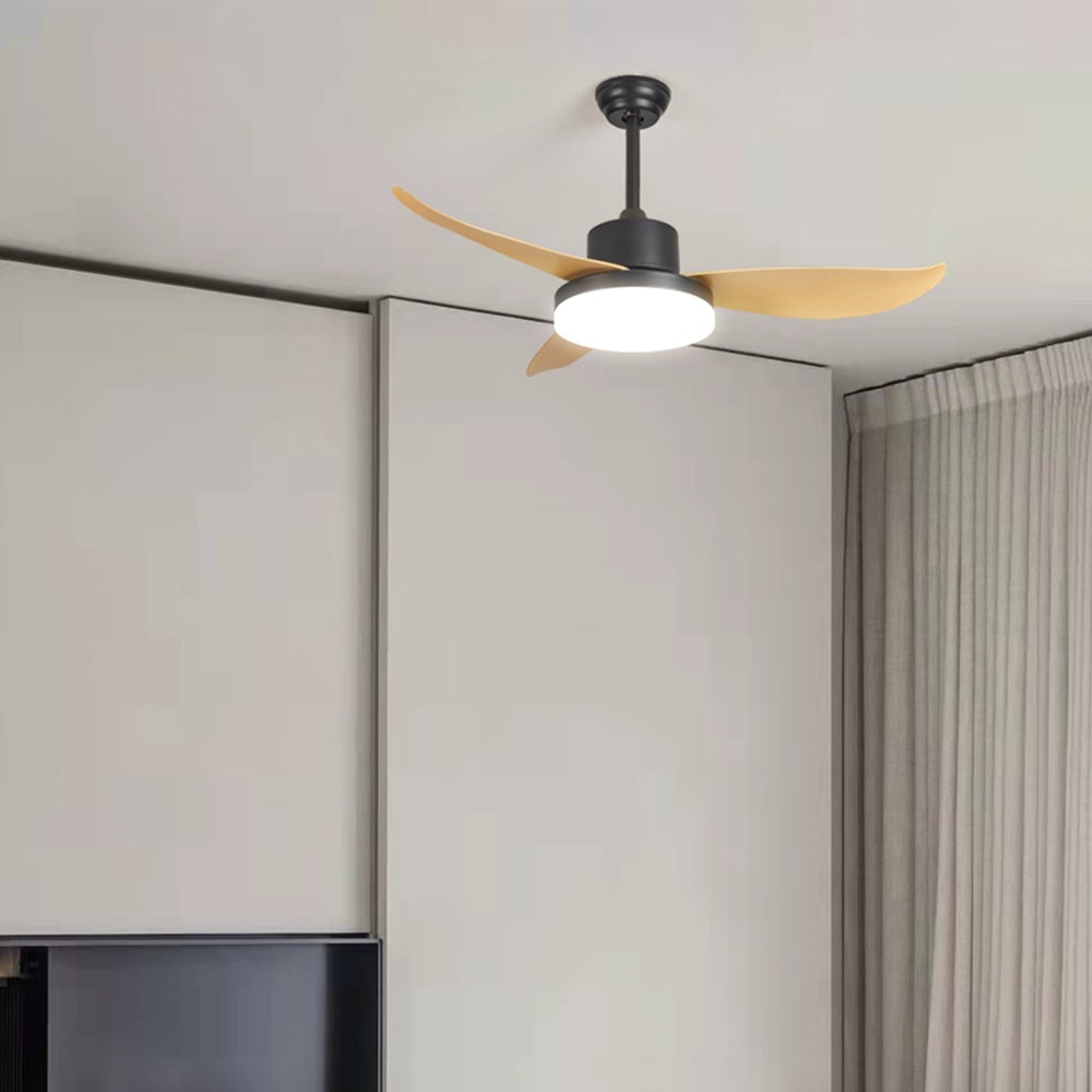 Haydn 3 Blätter Deckenventilator mit Beleuchtung, Metall & Acryl, ∅95/112CM - Lumpaz