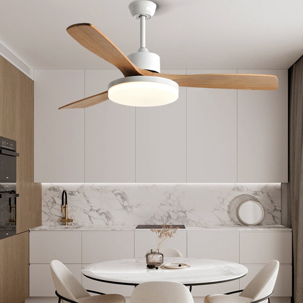 Haydn 3-Blatt Weißer Deckenventilator mit Beleuchtung, Metall & ABS, ∅132CM - Lumpaz