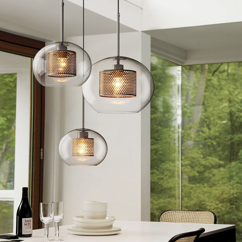 Nordische Industrielle Pendelleuchte aus Glas für Esszimmer, Restaurant - Lumpaz