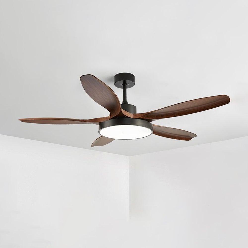 Ozawa Elementar Weiß und Schwarz 5 Blätter Deckenventilator mit Beleuchtung, Hölzern, ∅130CM - Lumpaz