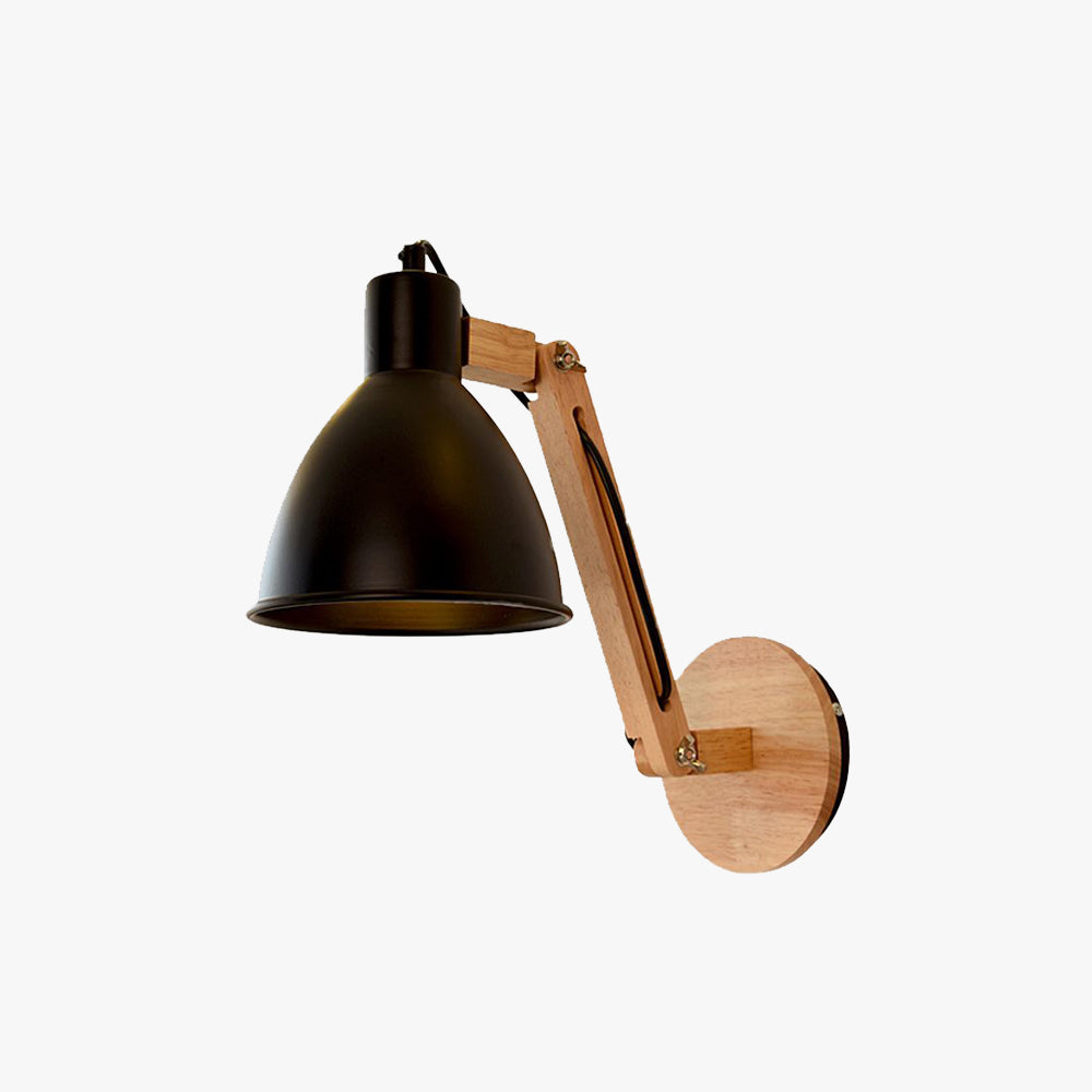 Brady Schwarze Verstellbare Wandleuchte, Metall & Holz, 2 Farben, 38CM Lang - Lumpaz