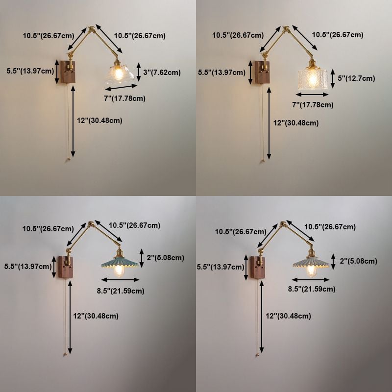 Ozawa Verstellbare Wandleuchte mit Falten, Metall & Holz, 11 Stile - Lumpaz