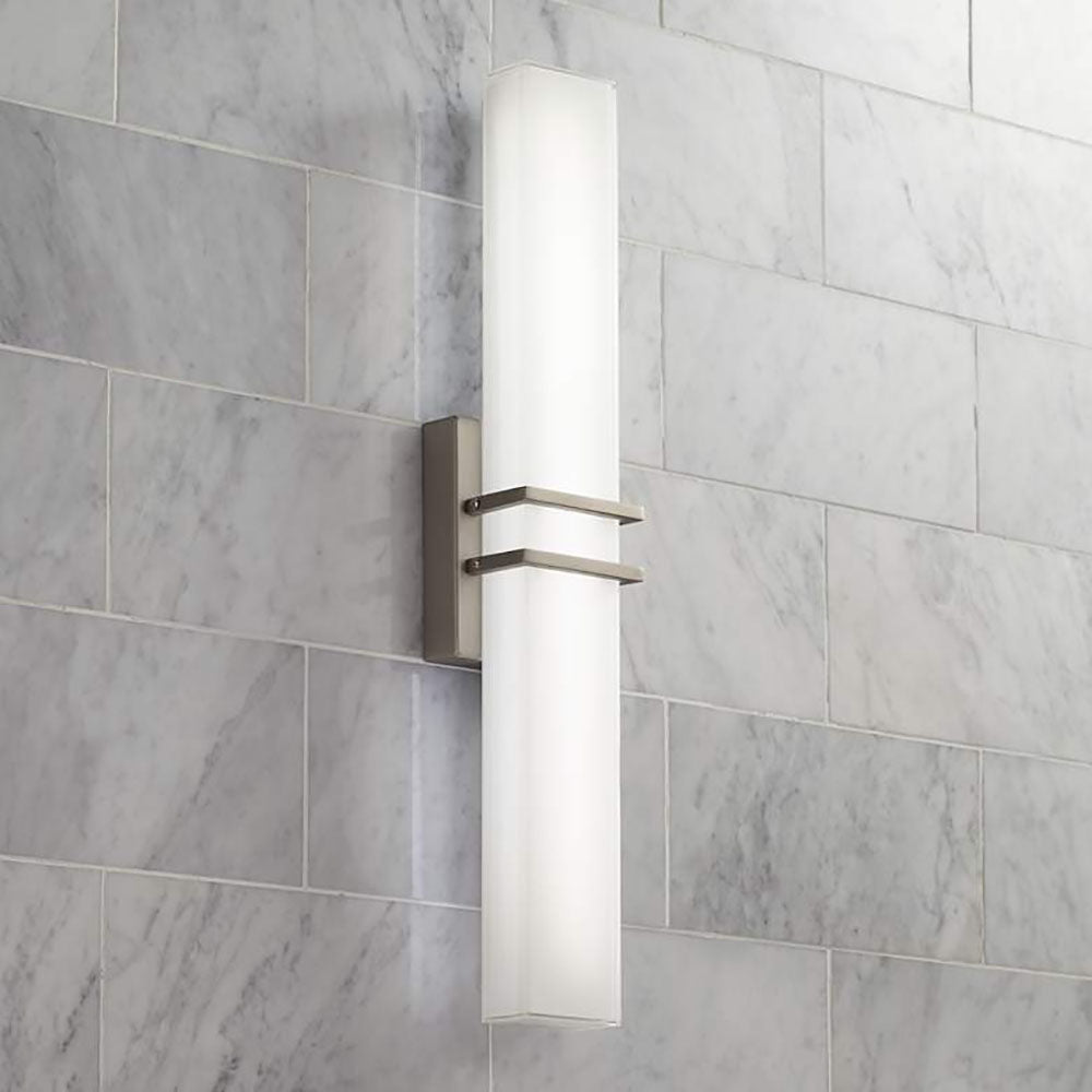 Leigh Nickel Spiegelfront Waschtisch-Wandleuchte, 60CM Lang - Lumpaz