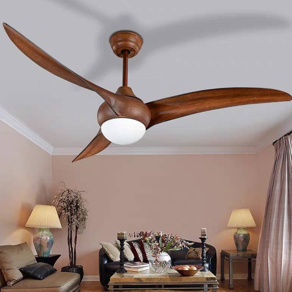 Garner 3-Blatt Deckenventilator mit Beleuchtung, Schwarz & Braun, ∅132CM - Lumpaz
