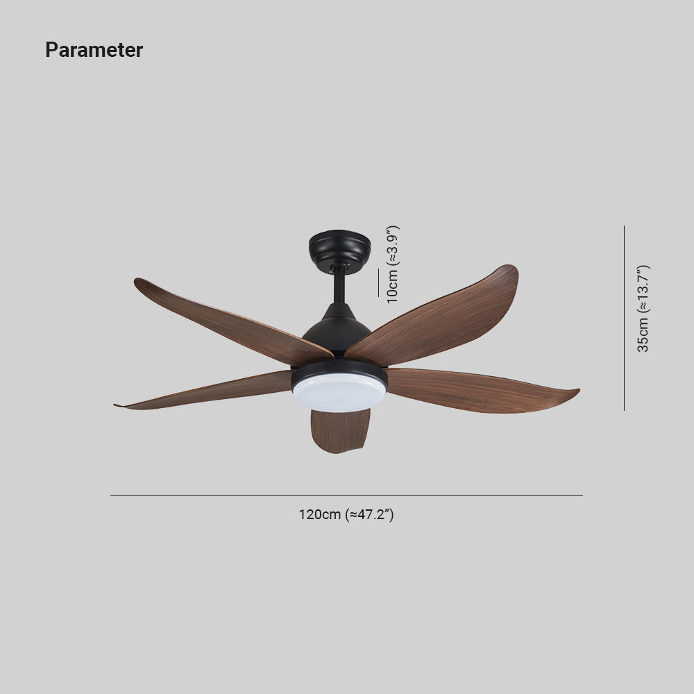 Haydn 5-Blätter Schwarzer Deckenventilator, Metall & Holz, ∅ 120CM - Lumpaz