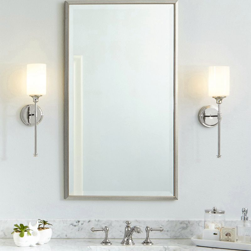Leigh Milchglas-Spiegelfront Wandleuchte, 2 Farben, 50CM Lang - Lumpaz
