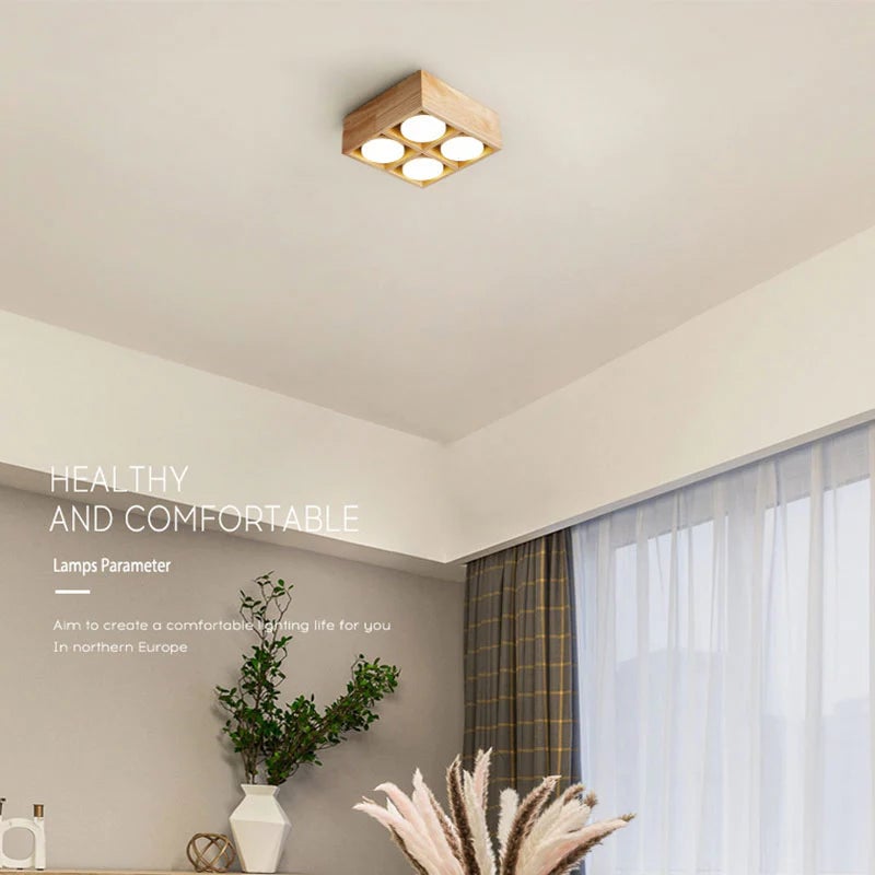 Ozawa Einfache LED Deckenleuchte aus Holz für Wohnzimmer, Schlafzimmer - Lumpaz