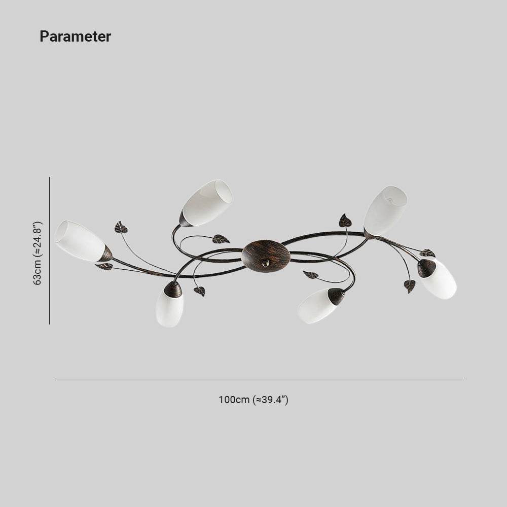 Eyrn Blatt Deckenleuchte, 3/5/6-flammig, 2 Farben, Metall & Glas - Lumpaz