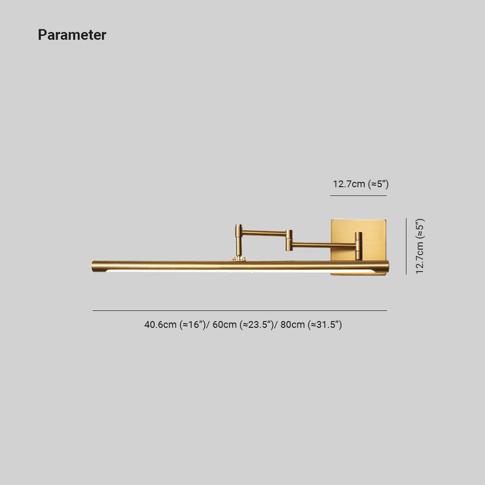 Edge Verstellbare Goldene Spiegelfront Waschtisch-Wandleuchte, Metall, 41/60/80CM Lang - Lumpaz