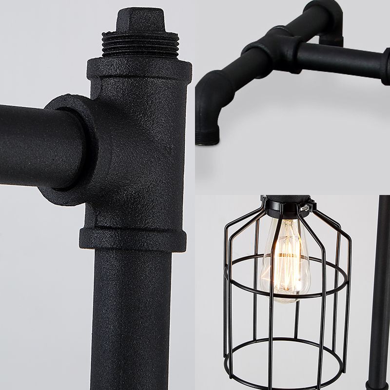 Alessio Vogelkäfige Schwarze Stehlampe, 3-flammig, 150CM Lang - Lumpaz
