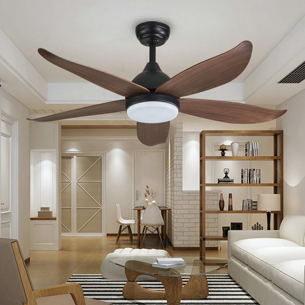 Haydn 5-Blätter Schwarzer Deckenventilator, Metall & Holz, ∅ 120CM - Lumpaz