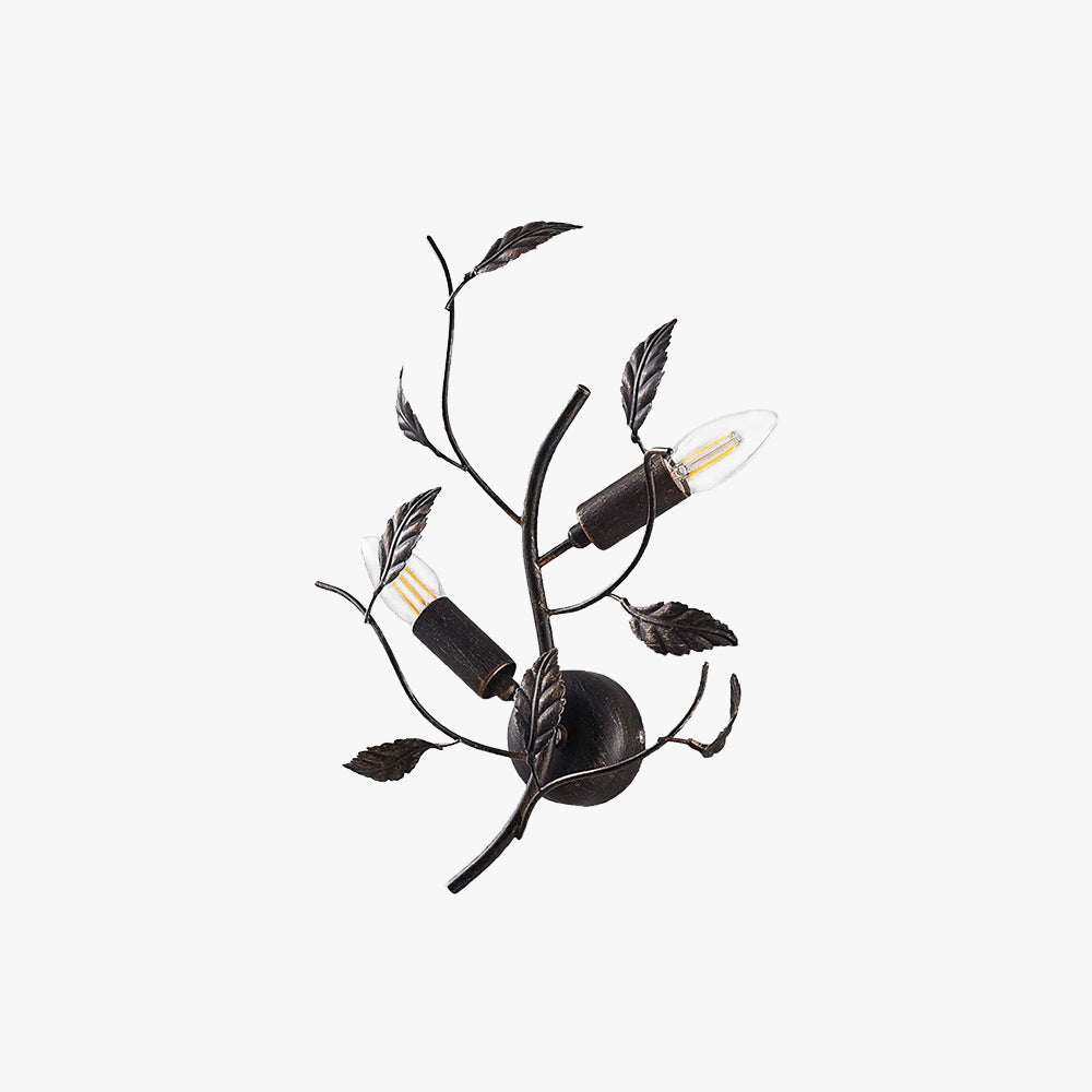Olivia Schwarzes Blatt Wandleuchte, Metall - Lumpaz