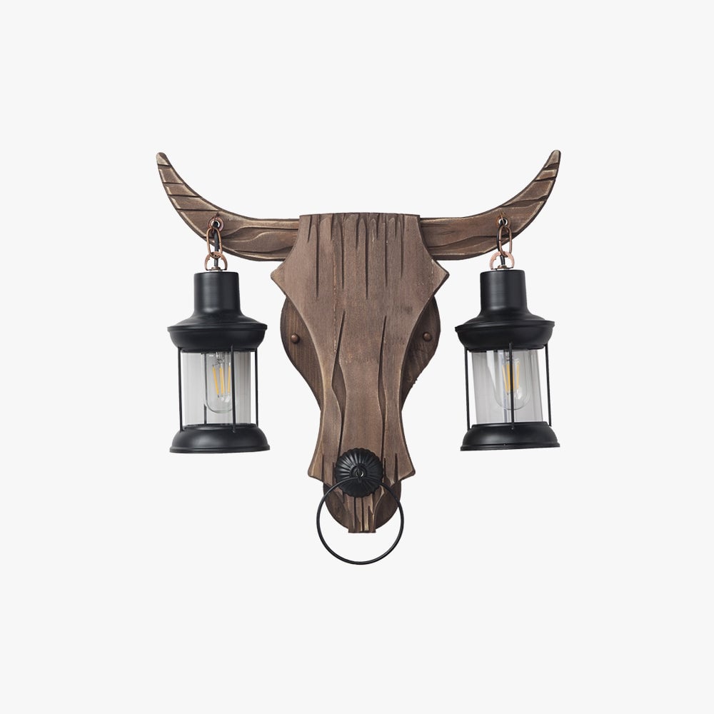Austin Bull Laterne Wandleuchte, 2 flammig, Holz & Metall - Lumpaz