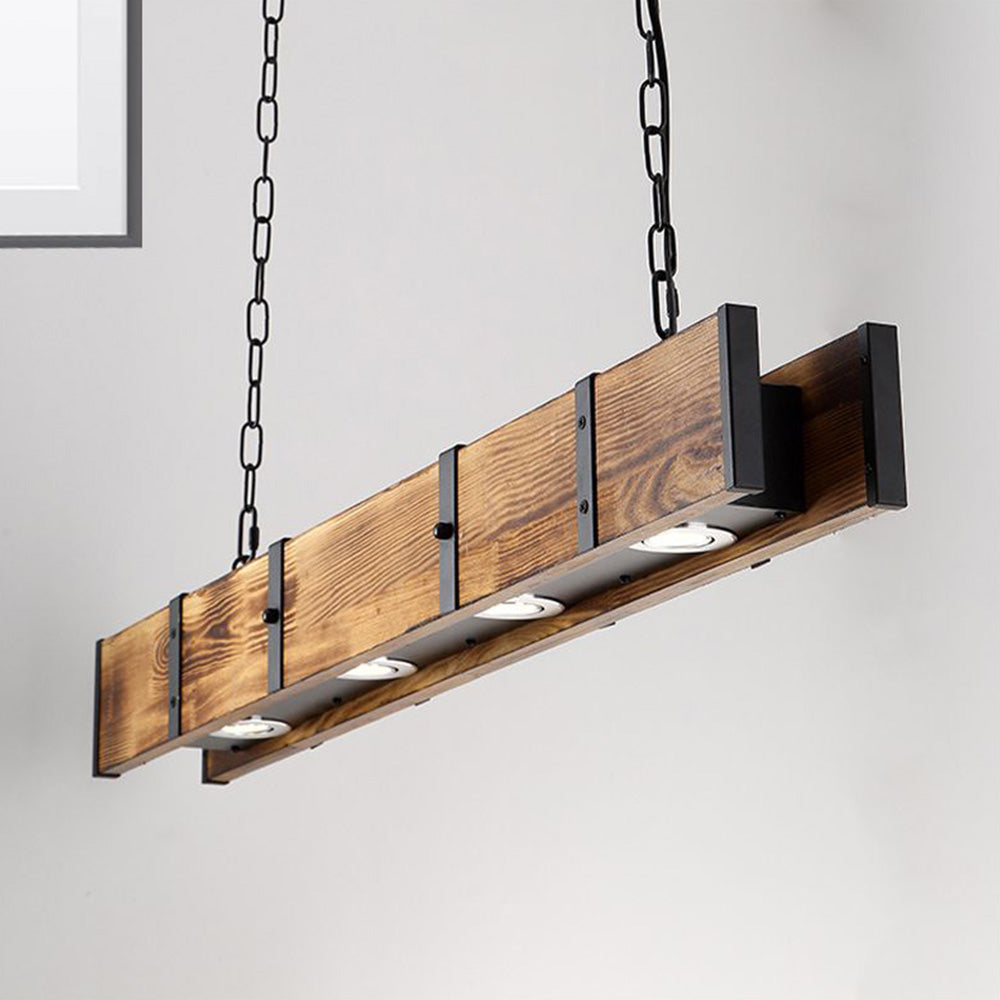 Alessio Pendelleuchte, Metall & Holz, L 100CM - Lumpaz
