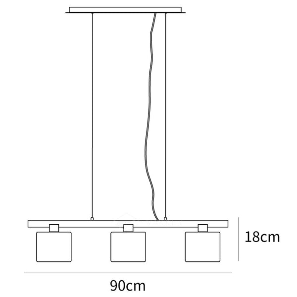 Zaid Pendelleuchte, 3 -flammig, 90CM Lang - Lumpaz