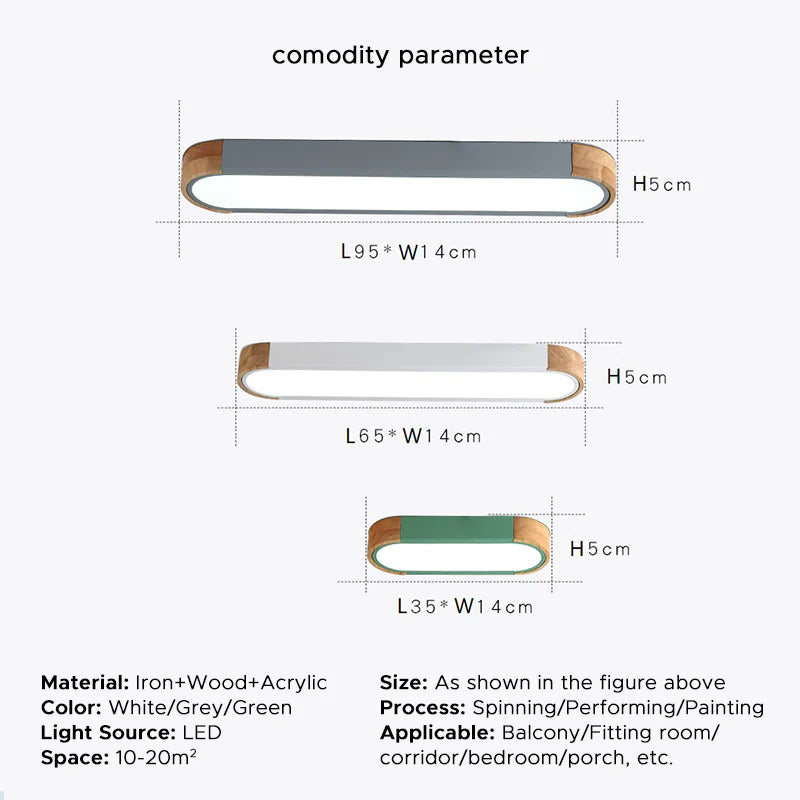 Morandi Einfache LED Deckenleuchte aus Holz für Wohnzimmer, Schlafzimmer - Lumpaz
