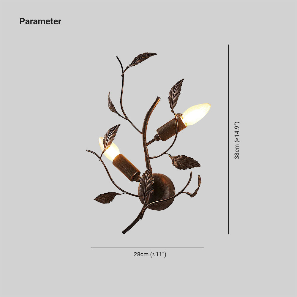 Olivia Schwarzes Blatt Wandleuchte, Metall - Lumpaz