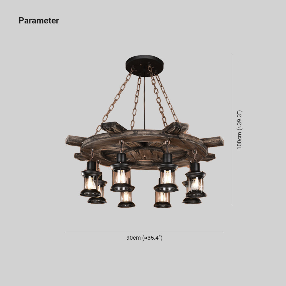 Austin Ruder Pendelleuchte, Metall & Holz, 8-flammig - Lumpaz