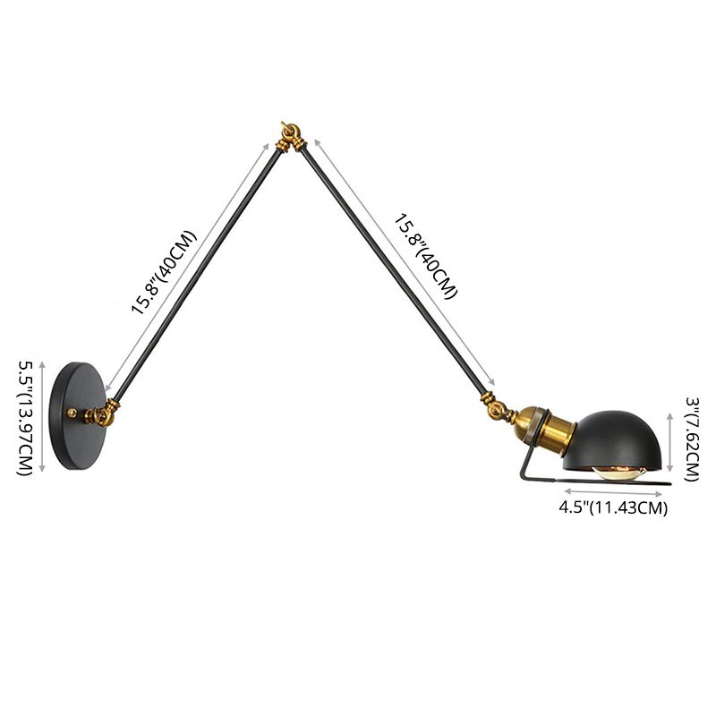 Brady Schwarze Verstellbare Wandleuchte, Metall, 10/20/30/40CM Lang - Lumpaz