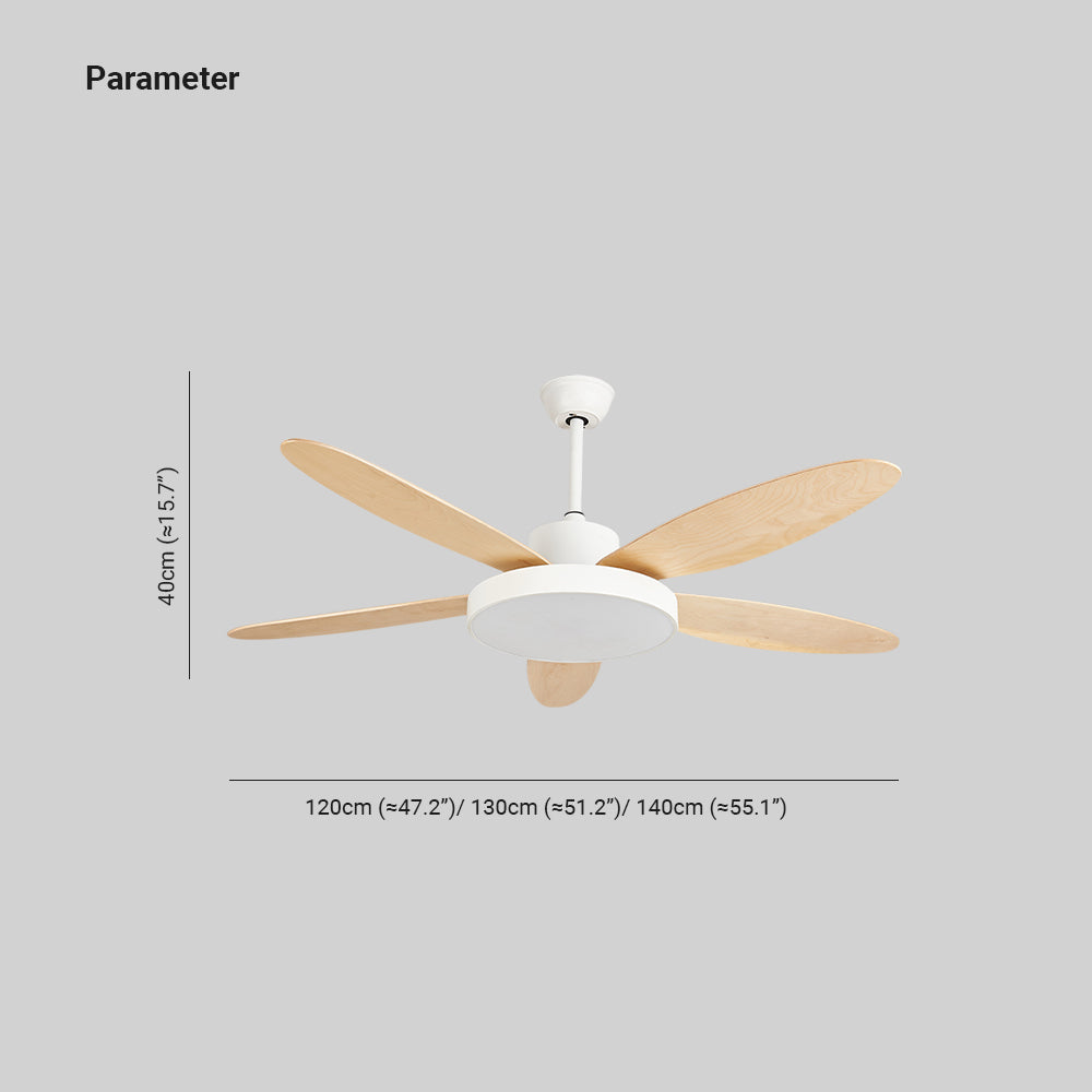 Haydn 5 Blätter Weiß und Schwarz Deckenventilator mit Beleuchtung, ∅120/130/140CM - Lumpaz